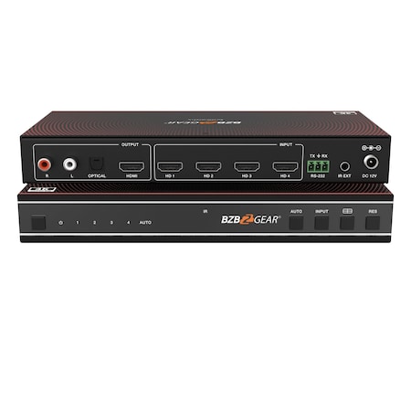 Bzbgear 4x1 4K UHD HDMI Seamless Switcher Quad MultiViewer with Audio De-embedder BG-UHD-MVS41A